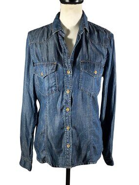 Cloth & Stone Tencel Chambray Button-Down Shirt Womens Small Long Sleeve Denim